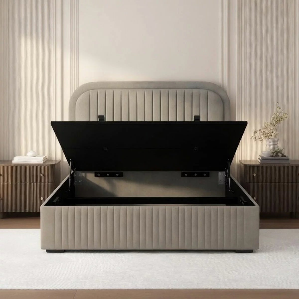Highgrove Ashford Grey Fabric Full Ottoman Bed Frame in 3 Sizes, view 22
