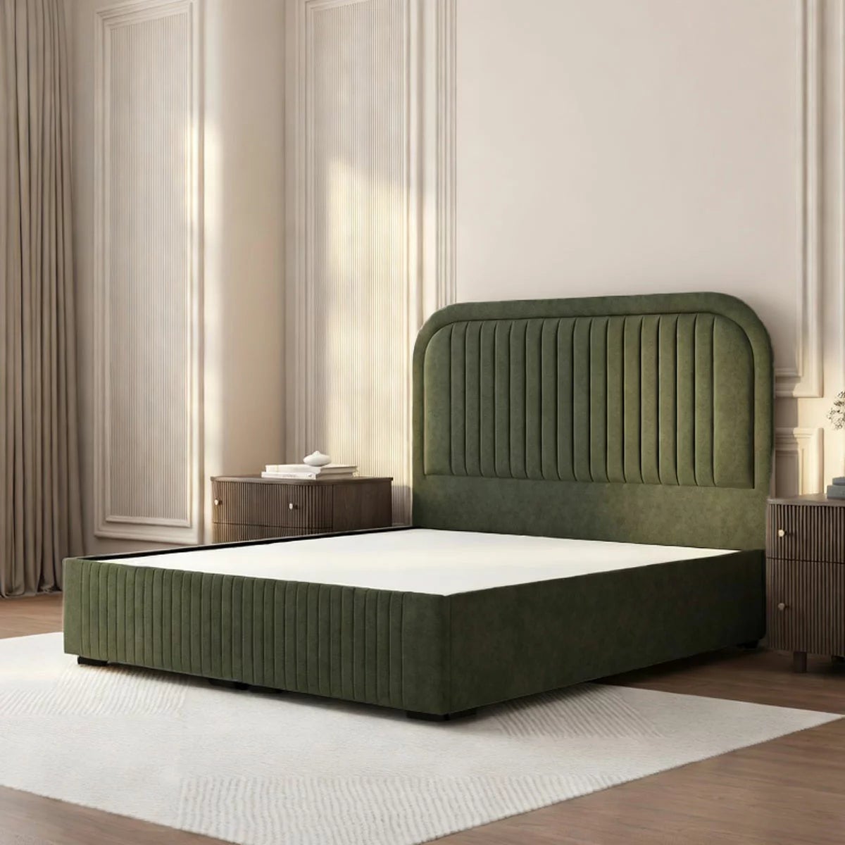 Highgrove Ashford Green Fabric Full Ottoman Bed Frame Green in 3 Sizes, view 7