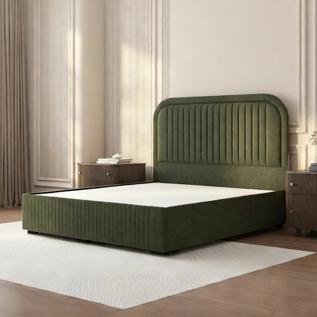 Highgrove Ashford Green Fabric Full Ottoman Bed Frame Green in 3 Sizes, view 14