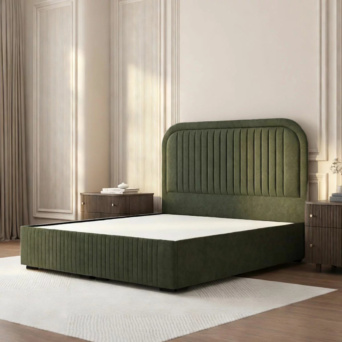 Highgrove Ashford Green Fabric Full Ottoman Bed Frame Green in 3 Sizes, view 21