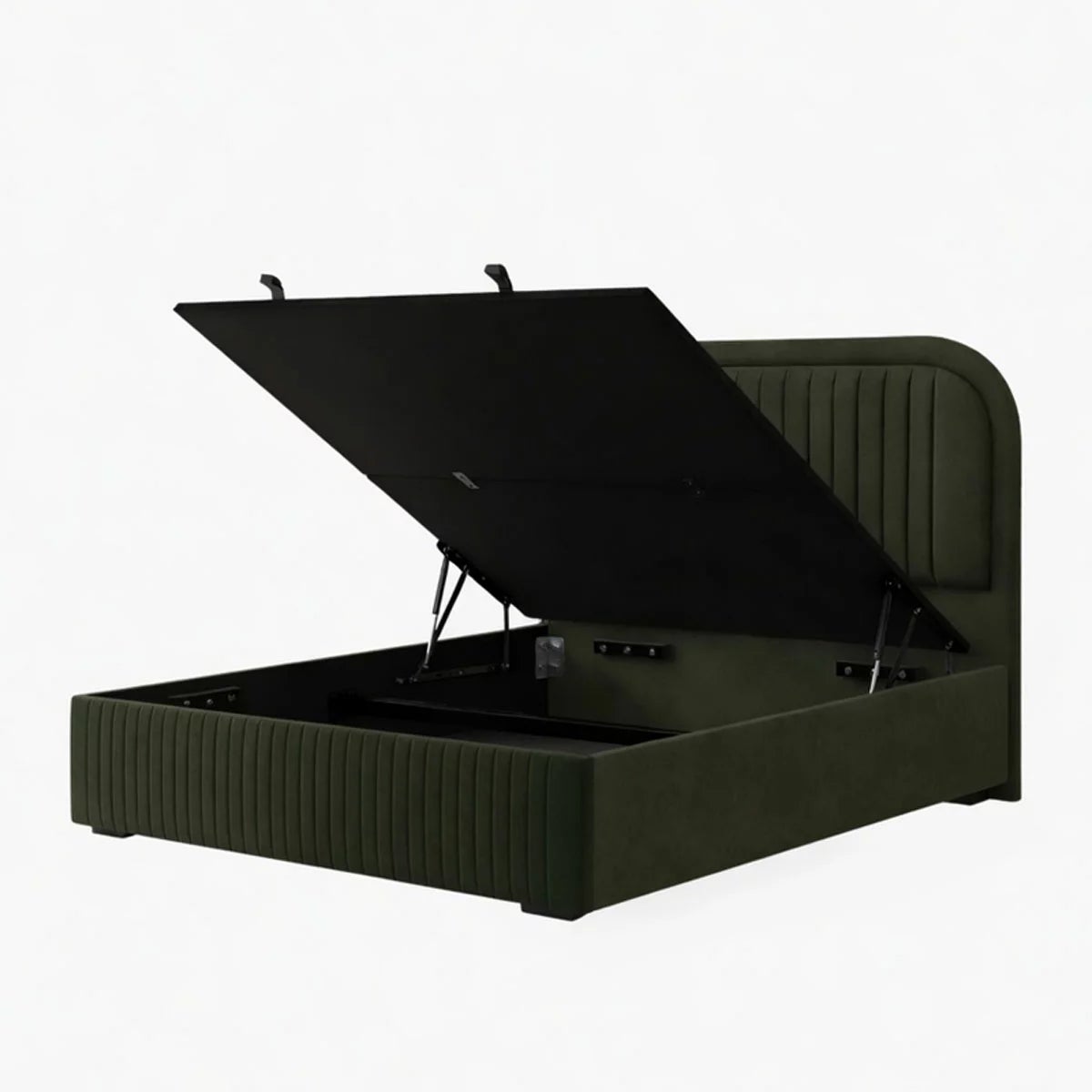 Highgrove Ashford Green Fabric Full Ottoman Bed Frame Green in 3 Sizes, view 25