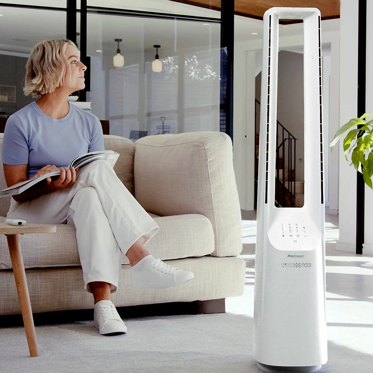 Pro Breeze 40" Bladeless Tower Fan in White