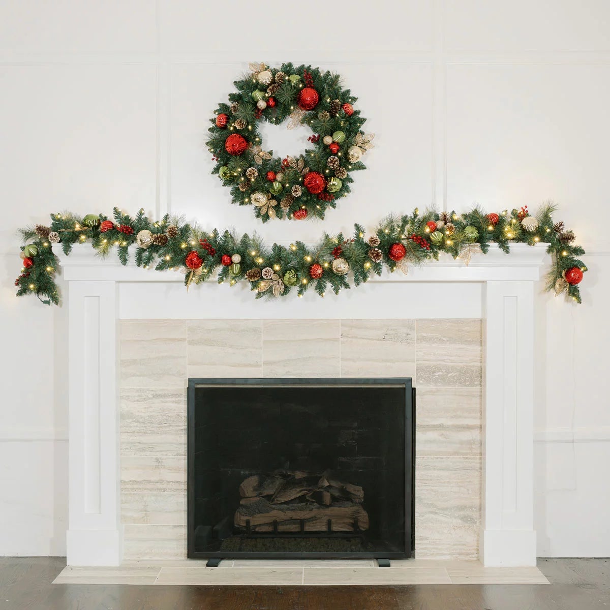 9 ft Pre-lit Christmas Artificial Garland With Twinkling LED Lights, view 3