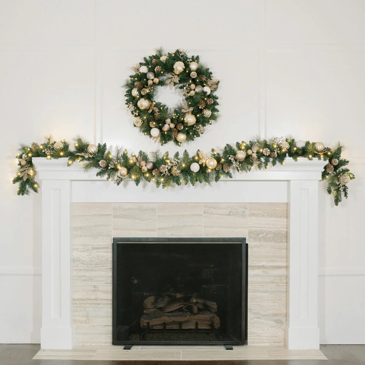 9 ft Pre-lit Christmas Artificial Garland With Twinkling LED Lights, view 6