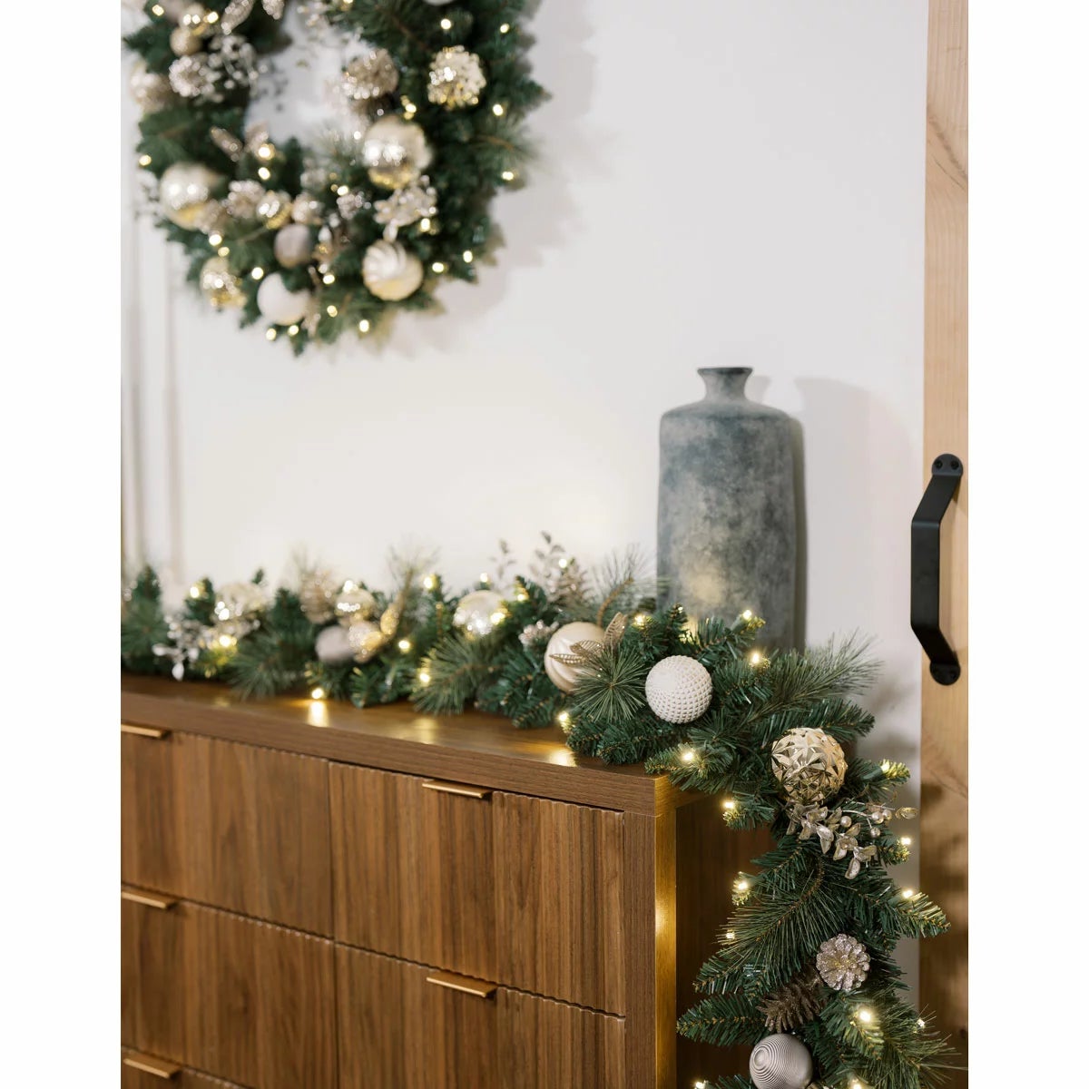 9 ft Pre-lit Christmas Artificial Garland With Twinkling LED Lights, view 11