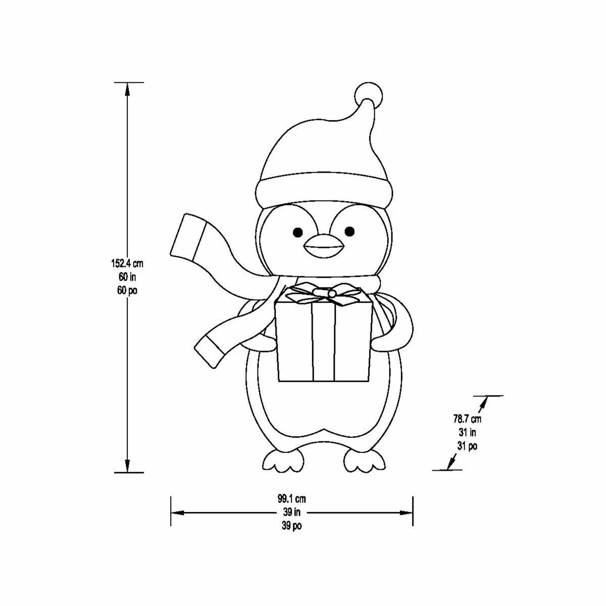 5ft LED Penguin With Gift Box, view 3
