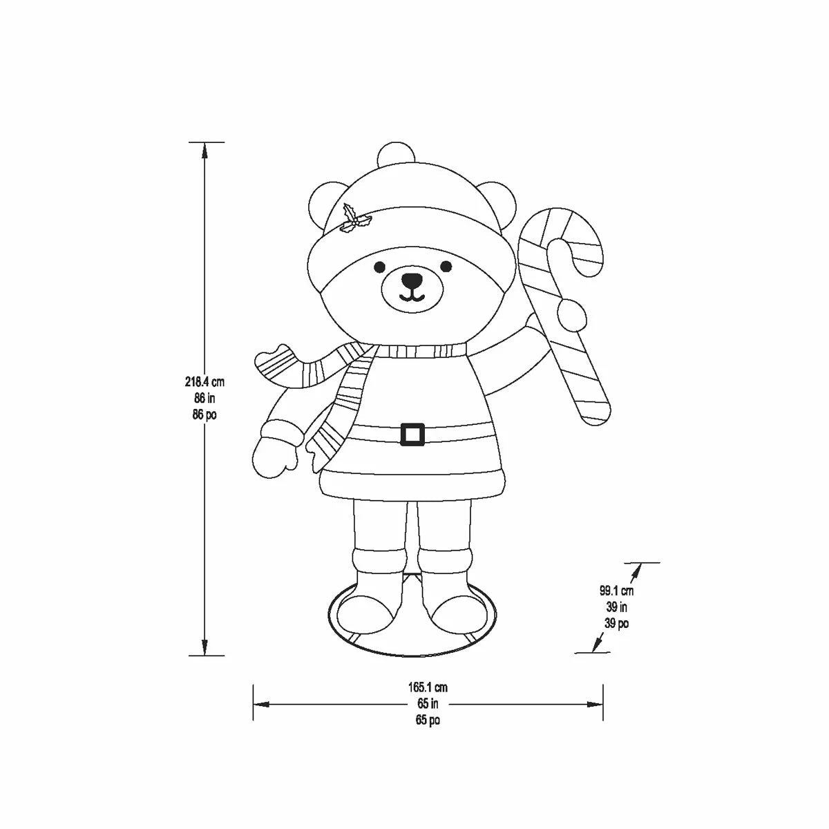 7 ft (86inch) Pop Up Santa Bear, view 3