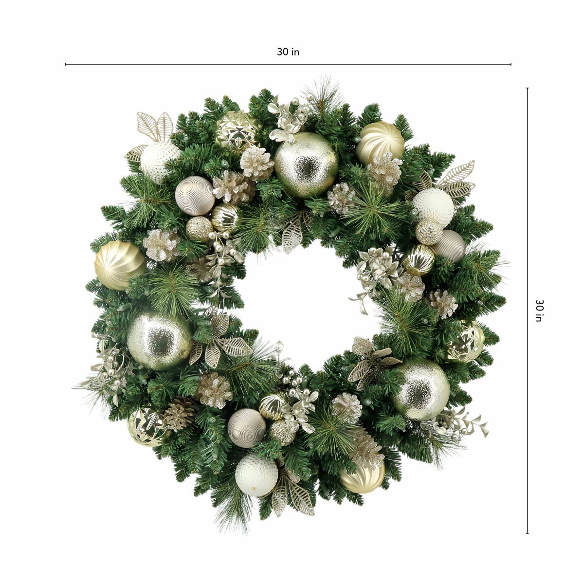 30 inch (76cm) Pre-Lit Decorated Wreath with 50 LED Lights, view 14