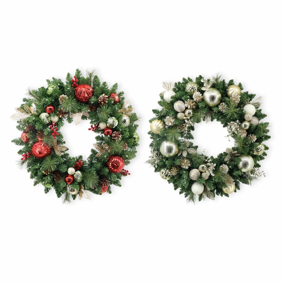 30 inch (76cm) Pre-Lit Decorated Wreath with 50 LED Lights
