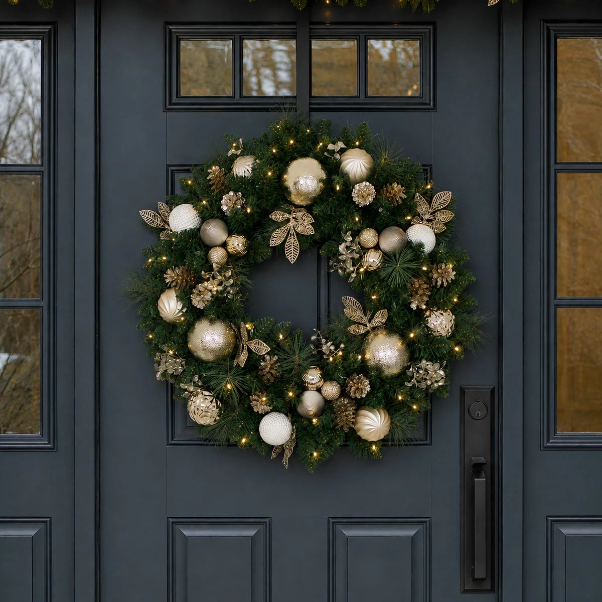 30 inch (76cm) Pre-Lit Decorated Wreath with 50 LED Lights, view 8