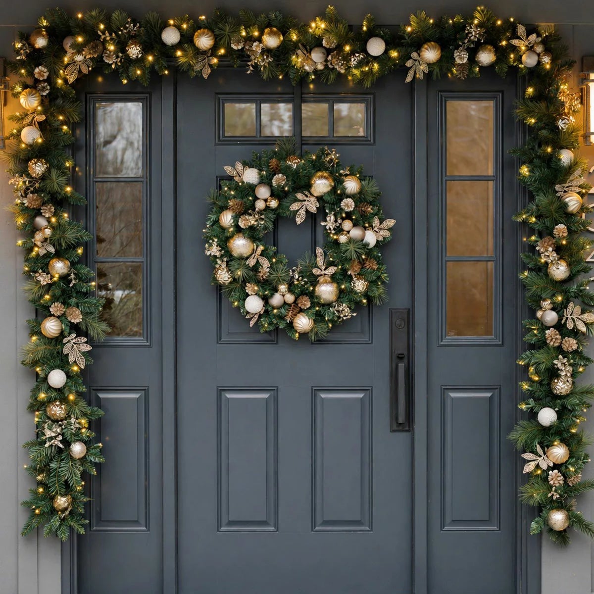 30 inch (76cm) Pre-Lit Decorated Wreath with 50 LED Lights, view 9