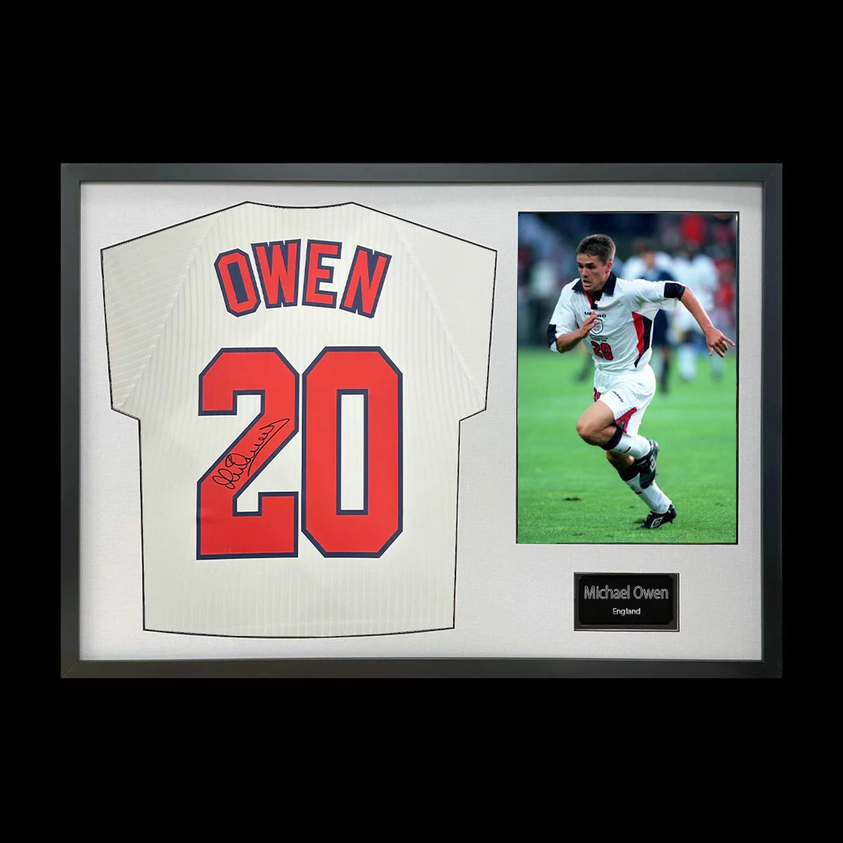 Michael Owen Signed Framed England Football Shirt including 1 Photo in 2
