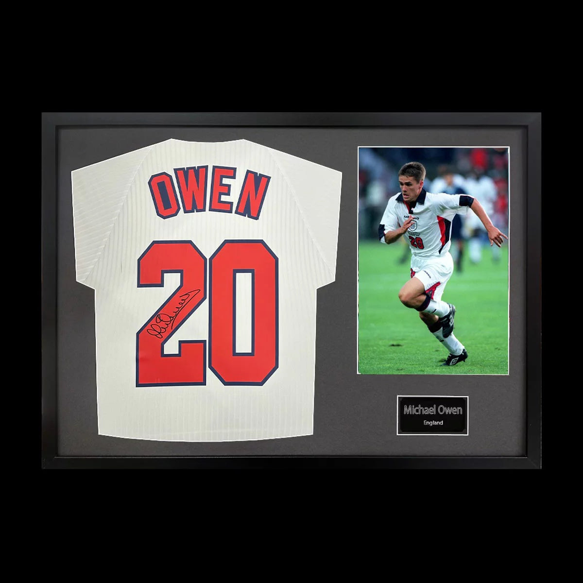 Michael Owen Signed Framed England Football Shirt including 1 Photo in 2