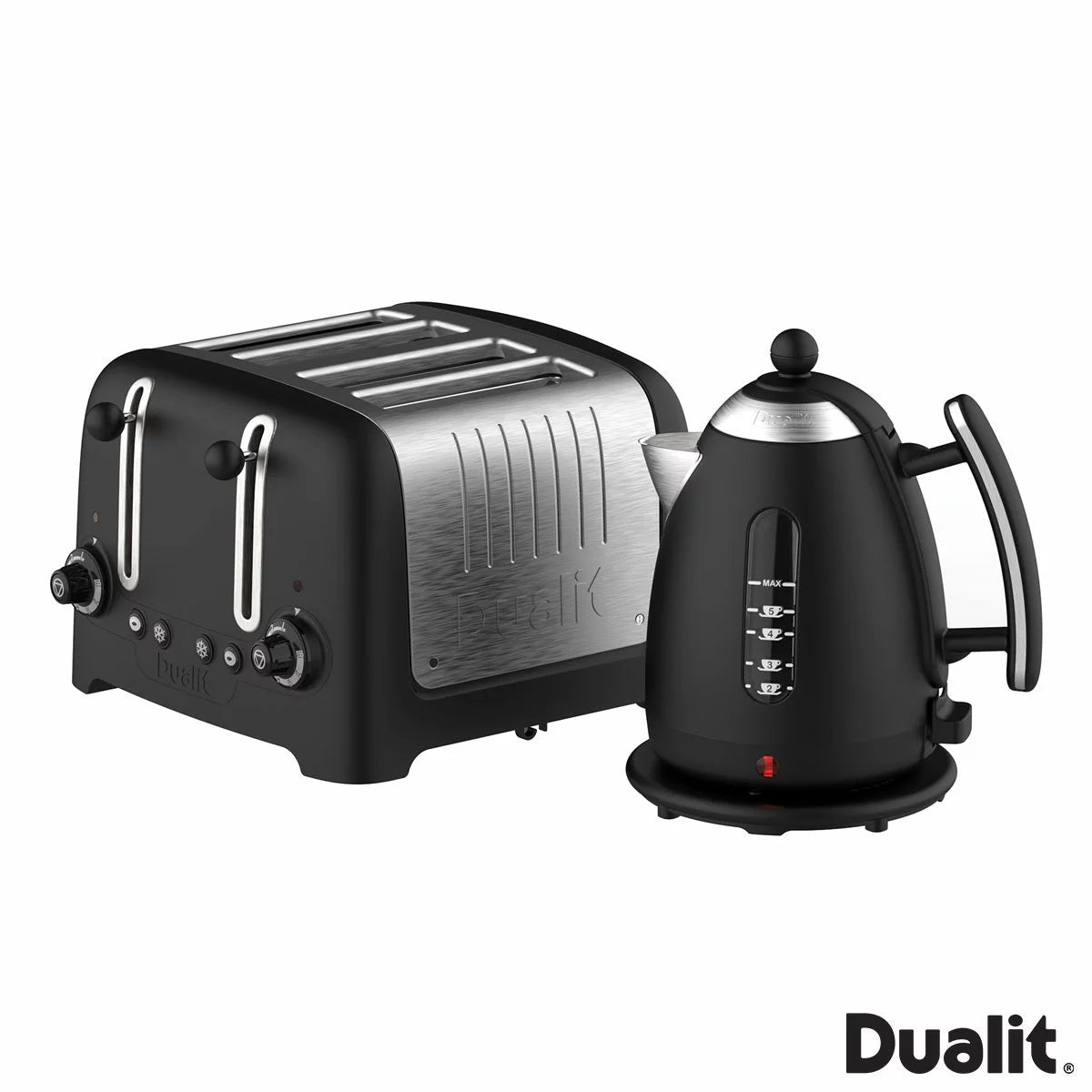 Dualit Lite Kettle & 4 Slot Toaster Bundle, Matt Black