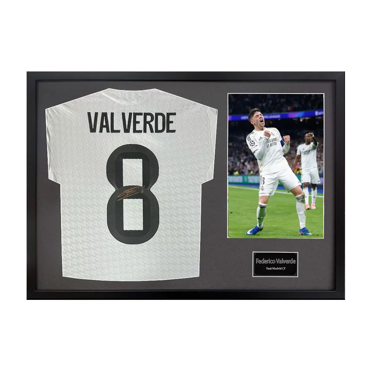 Federico Valverde Signed Framed Real Madrid Football Shirt including 1 Photo