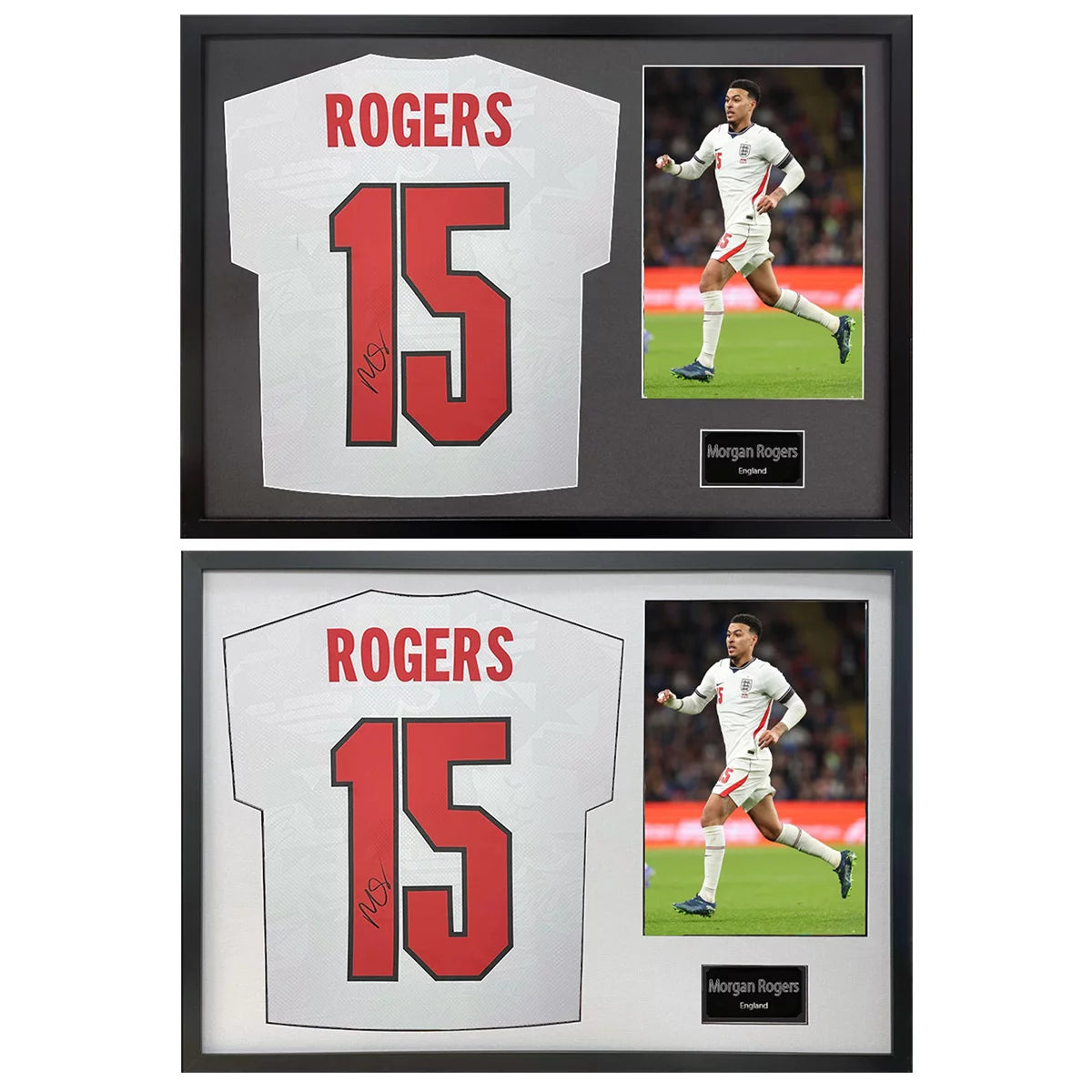 Morgan Rogers Signed Framed England Football Shirt including 1 Photo, in 2