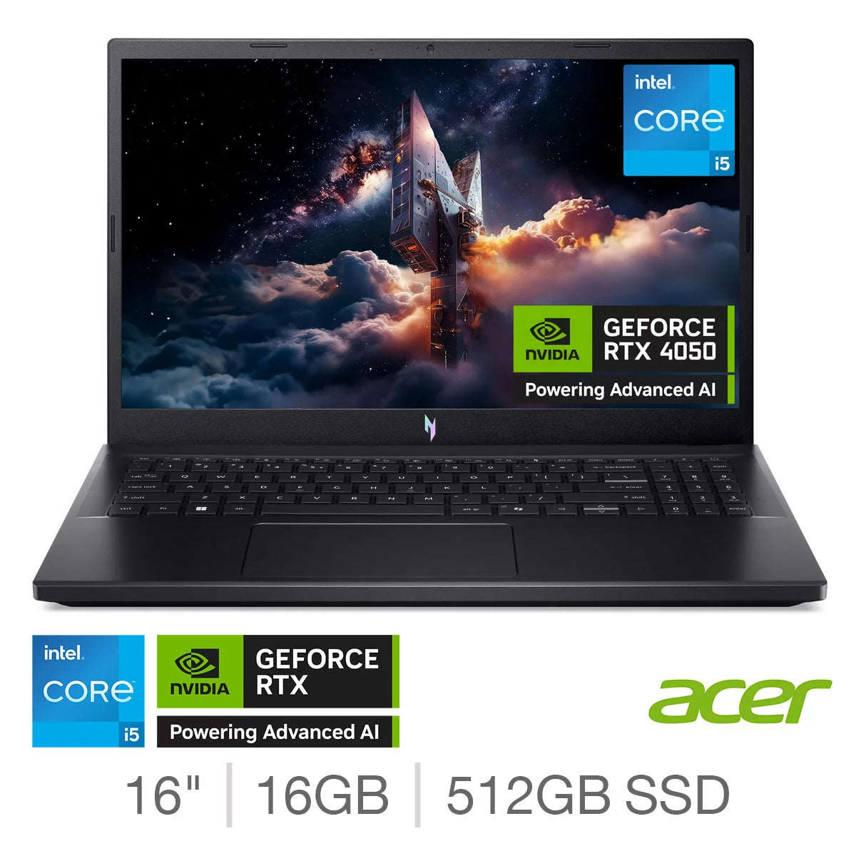 Acer Nitro V15, Intel Core i5, 16GB RAM, 512GB SSD, NVIDIA GeForce RTX 4050