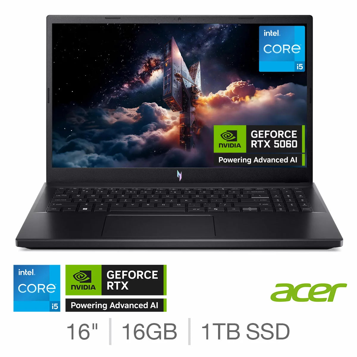 Acer Nitro V15, Intel Core i5, 16GB RAM, 1TB SSD, NVIDIA GeForce RTX 5060, 15.6