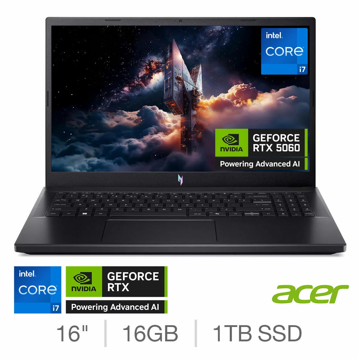 Acer Nitro V15, Intel Core i7, 16GB RAM, 1TB SSD, NVIDIA GeForce RTX 5060, 16