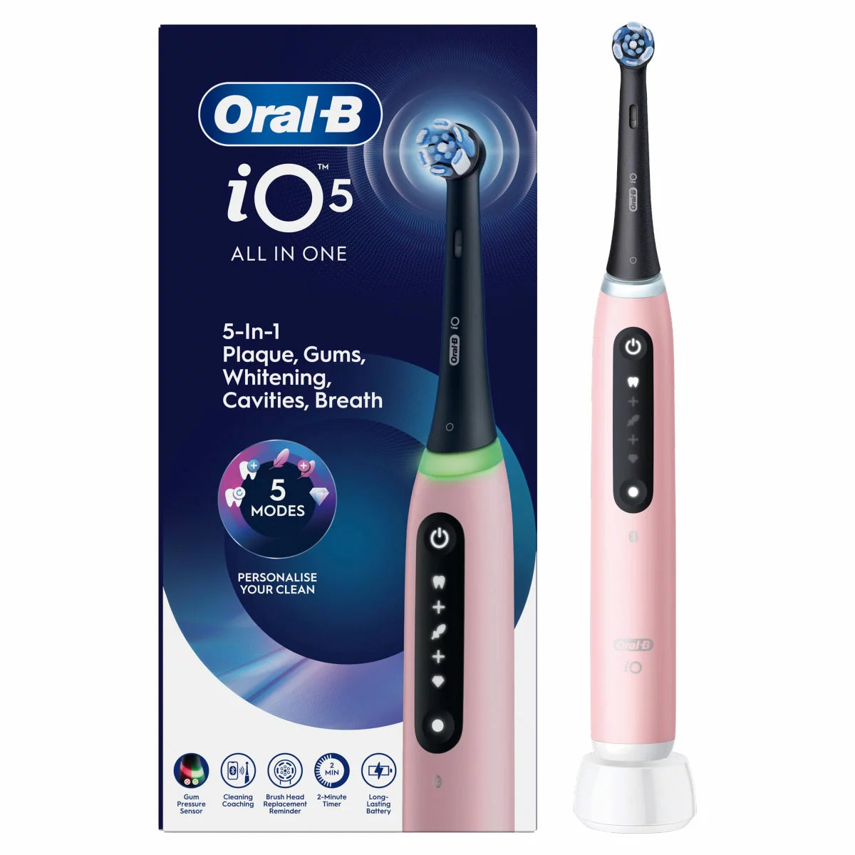 Oral-B iO Series 5 Electric Toothbrush with Travel Case in Pink