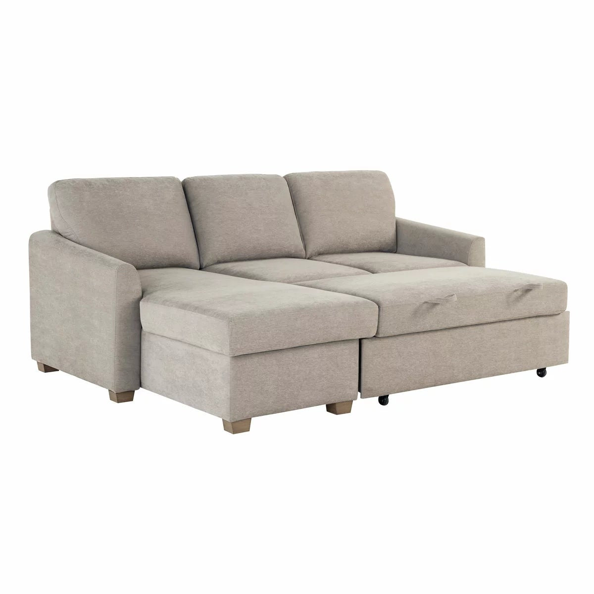 Coddle Cameron Fabric Sofa Bed with Reversible Chaise, Taupe, view 4