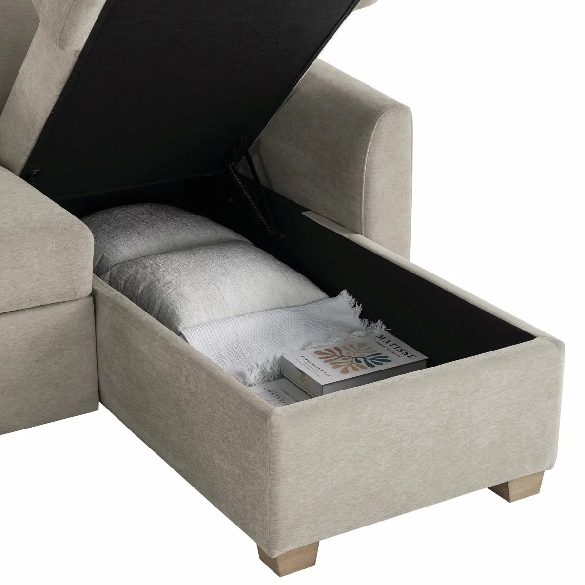 Coddle Cameron Fabric Sofa Bed with Reversible Chaise, Taupe, view 6