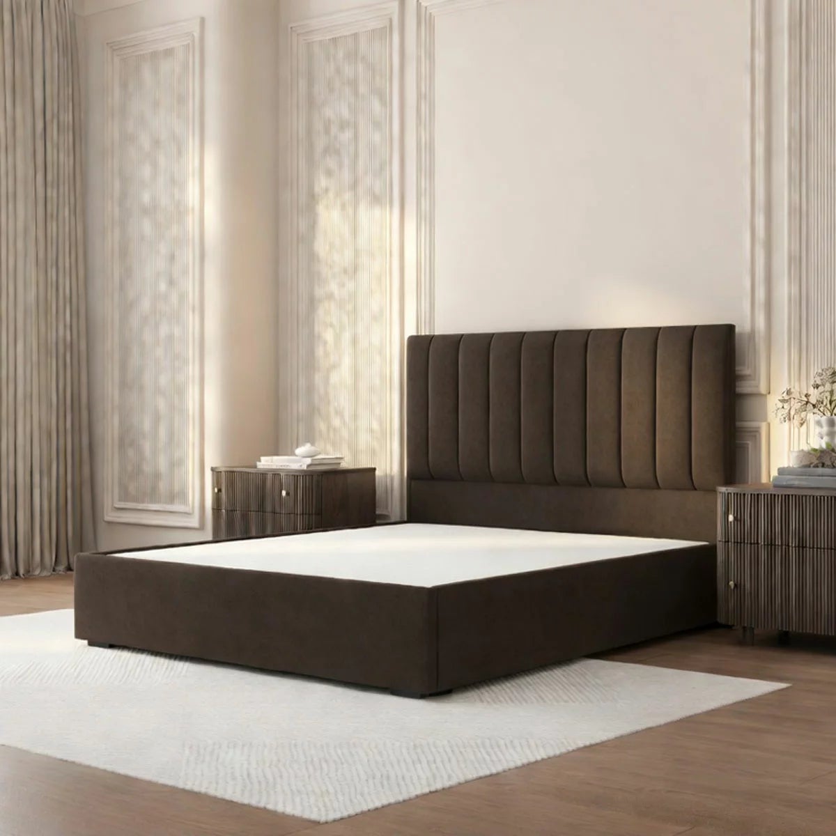 Highgrove Swift Brown Fabric Full Ottoman Bed Frame in 3 Sizes, view 21