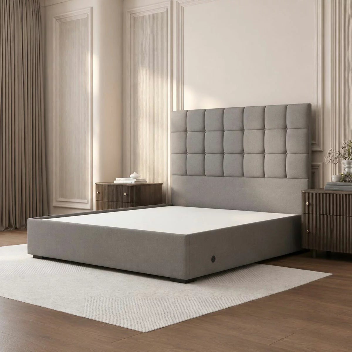 Highgrove Kavalan Grey Fabric Full Ottoman Bed Frame in 3 Sizes, view 7