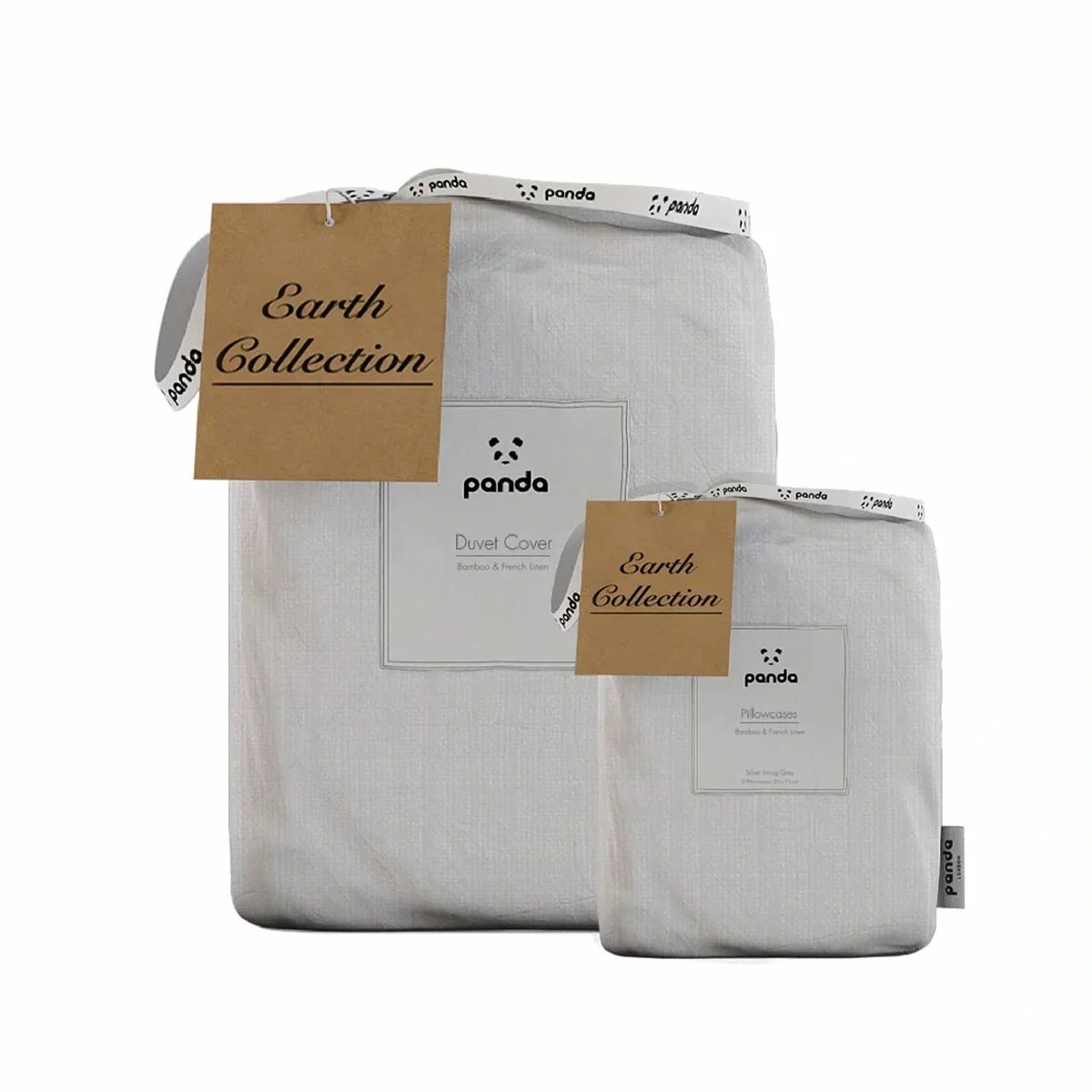 Panda Bamboo & French Linen Grey Duvet Cover Set in 3 Sizes