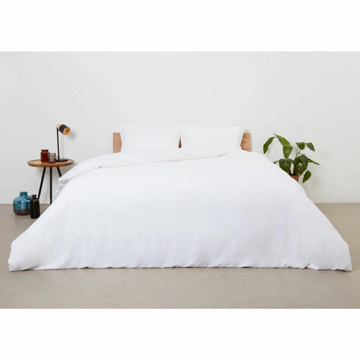 Panda Bamboo & French Linen White Duvet Cover Set in 3 Sizes