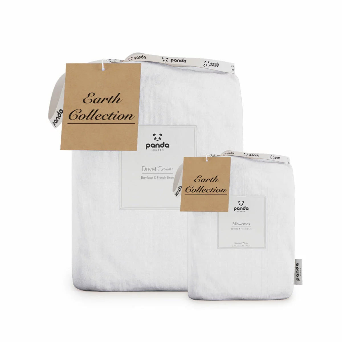 Panda Bamboo & French Linen White Duvet Cover Set in 3 Sizes