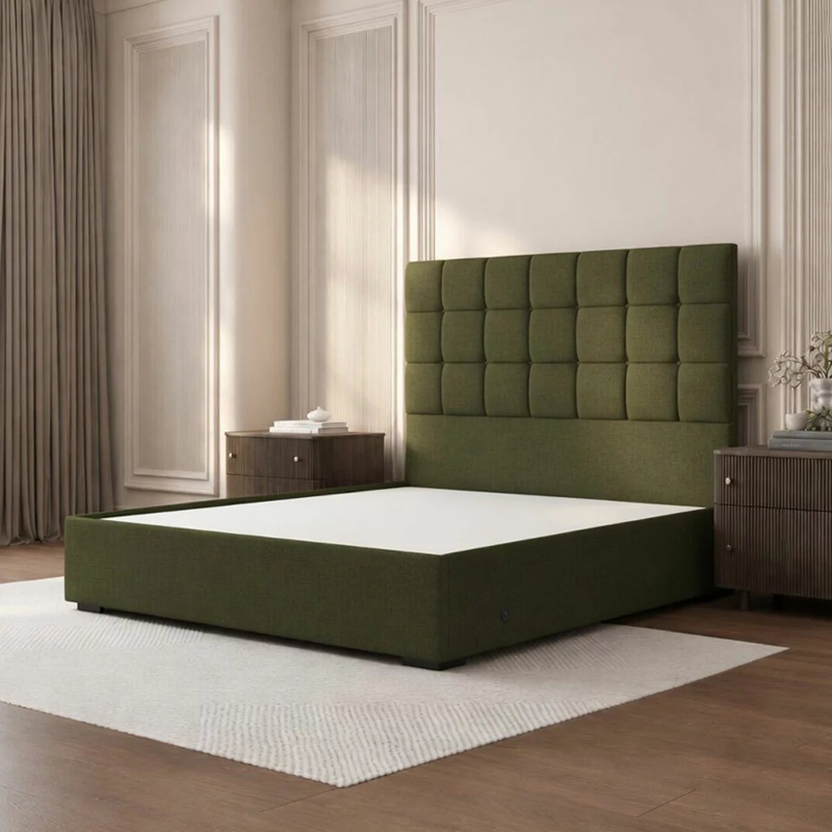 Highgrove Kavalan Green Fabric Full Ottoman Bed Frame in 3 Sizes, view 18