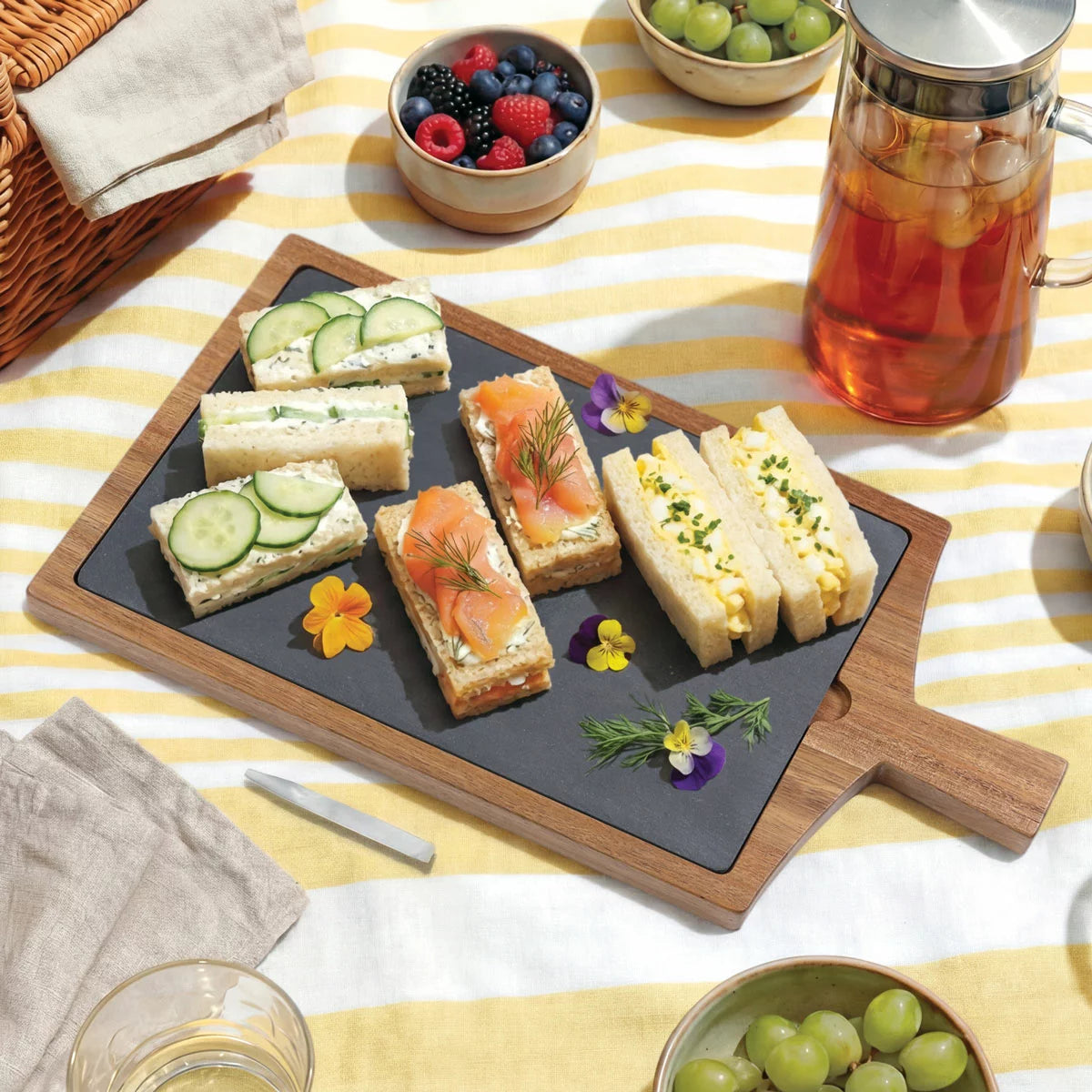 BirdRock Home Slate & Acacia Serving Board