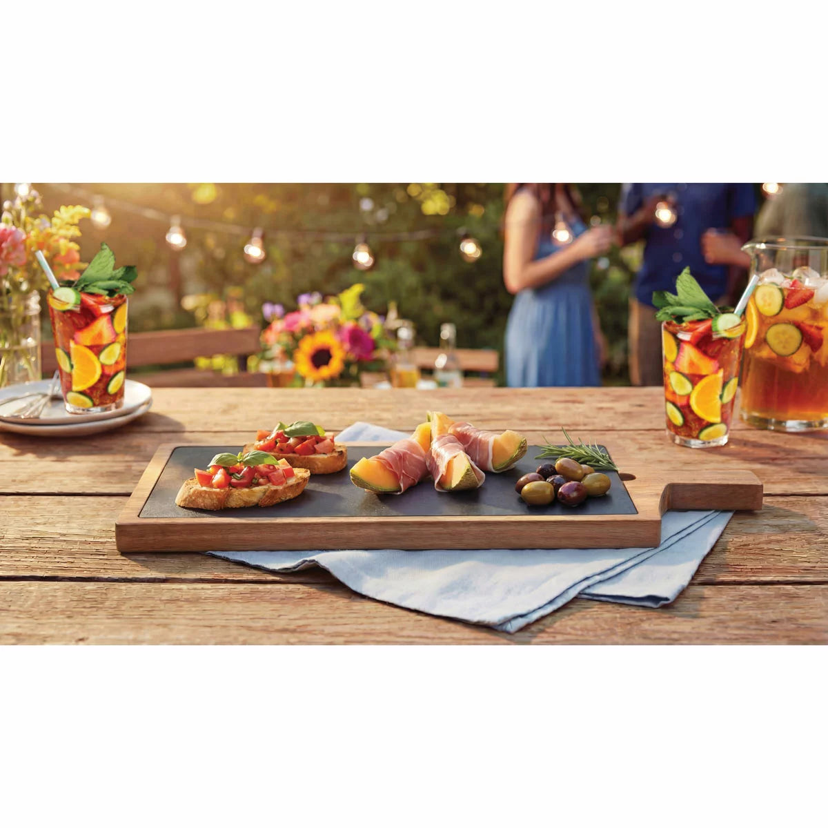 BirdRock Home Slate & Acacia Serving Board