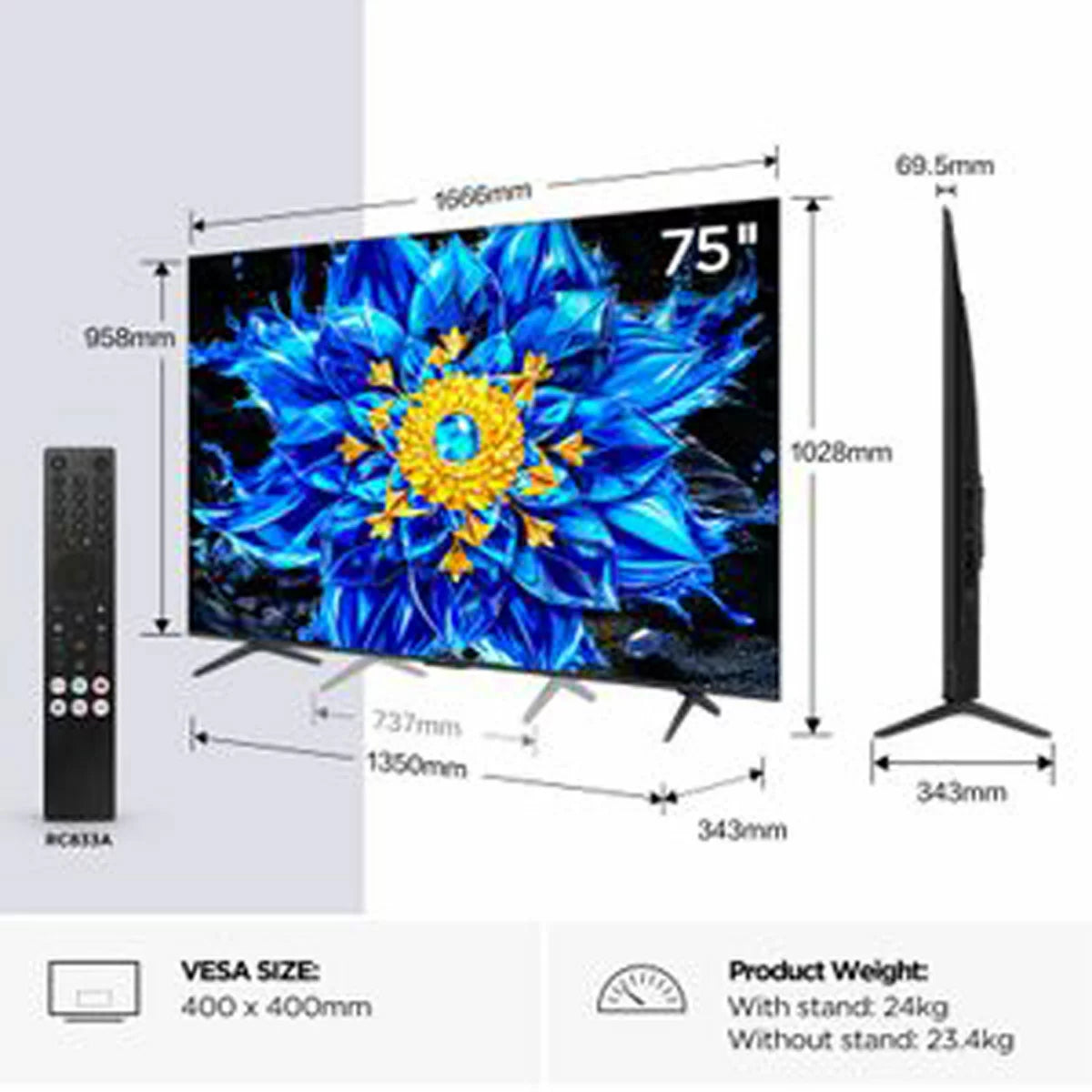 TCL 75P8L-UK 75 Inch Mini LED TV