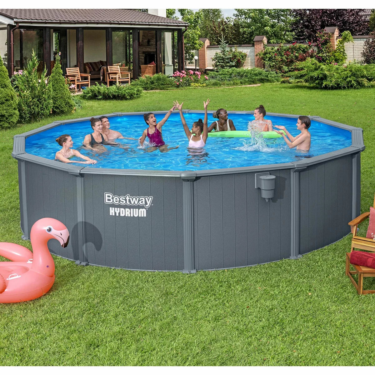 Bestway® Hydrium™ 18ft (5.4m) Round Steel Wall Above Ground Pool Set