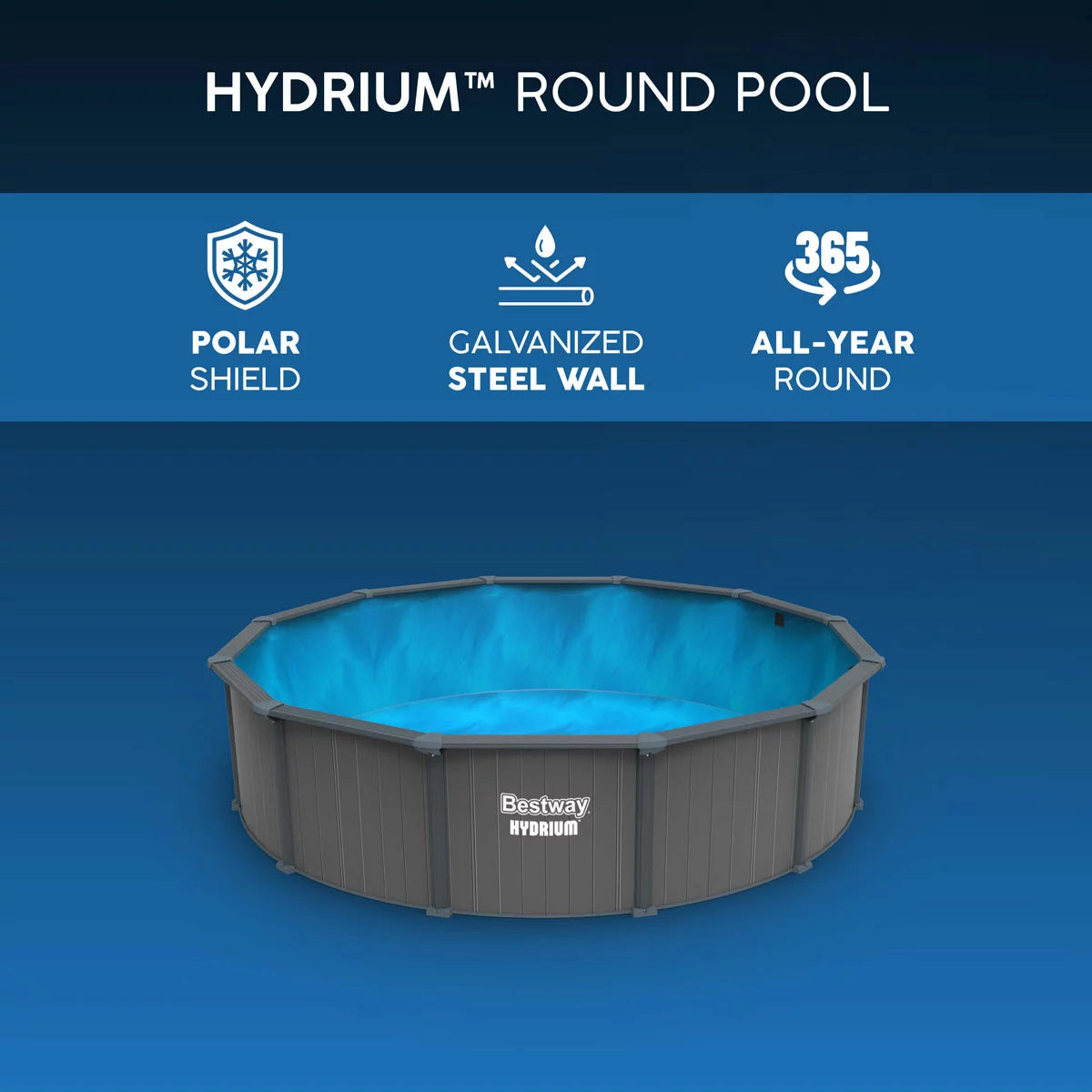 Bestway® Hydrium™ 18ft (5.4m) Round Steel Wall Above Ground Pool Set