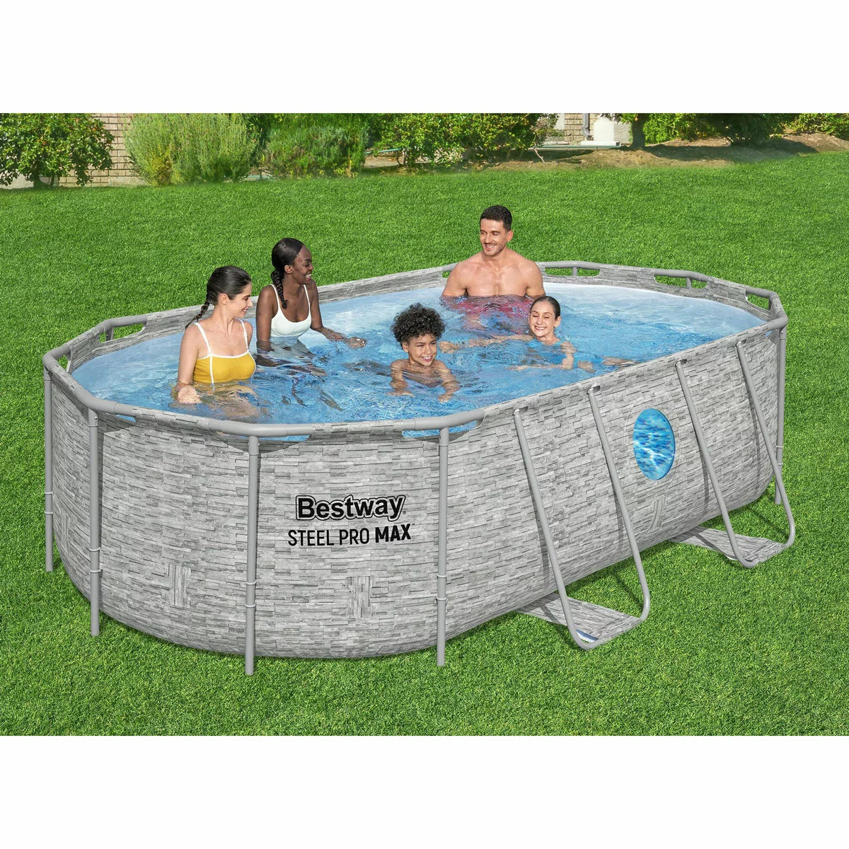 Bestway® 14ft (4.2m) Steel Pro MAX™ Splashview™ Oval Above Ground Pool Set