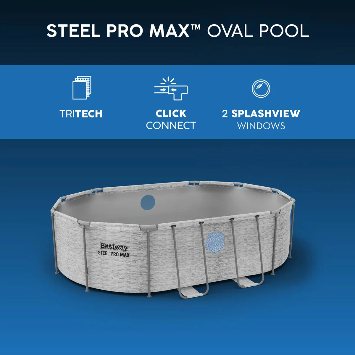 Bestway® 14ft (4.2m) Steel Pro MAX™ Splashview™ Oval Above Ground Pool Set