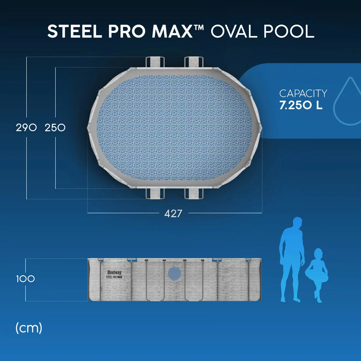 Bestway® 14ft (4.2m) Steel Pro MAX™ Splashview™ Oval Above Ground Pool Set