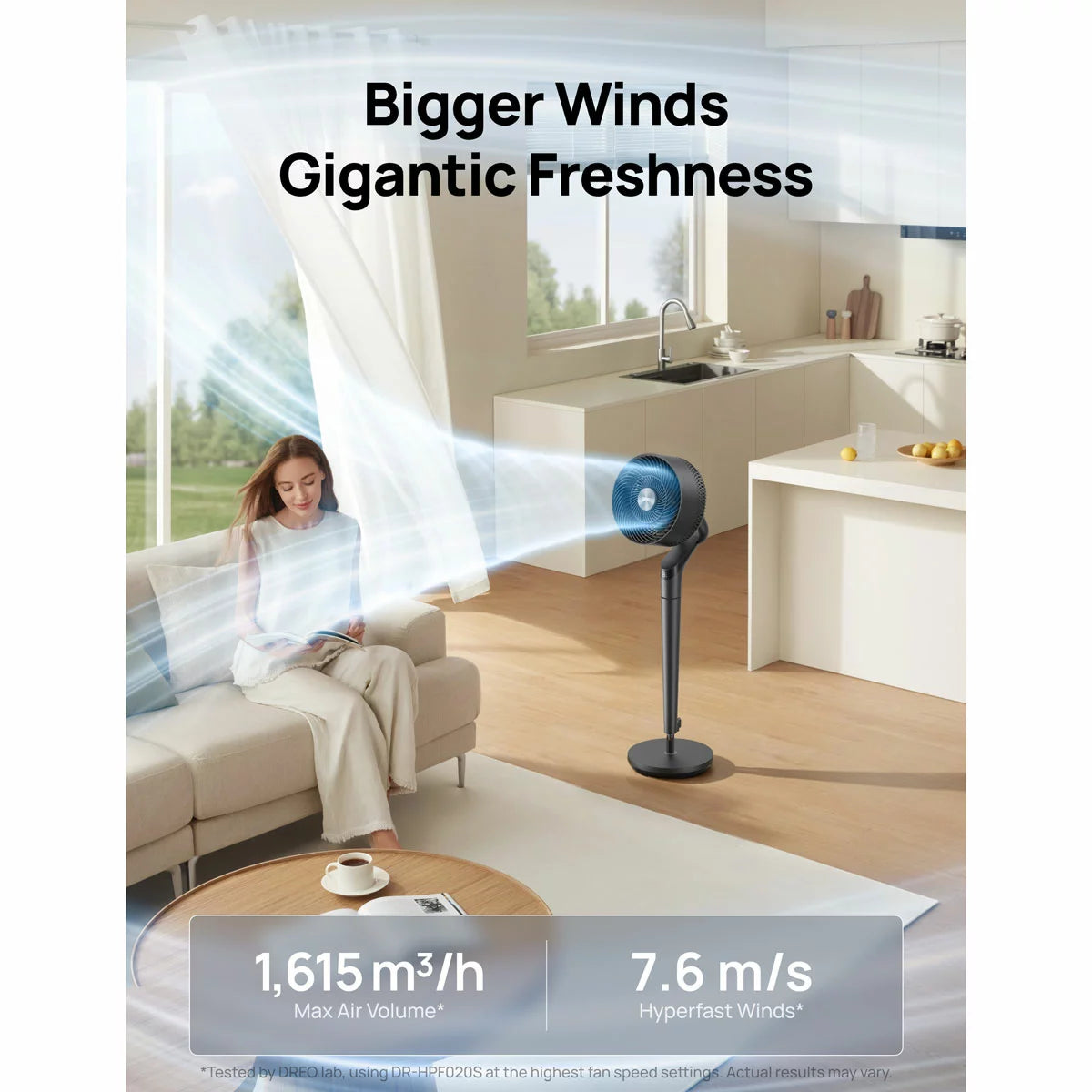 DREO TurboPoly™ 350S Smart Pedestal Fan with 3D Oscillation