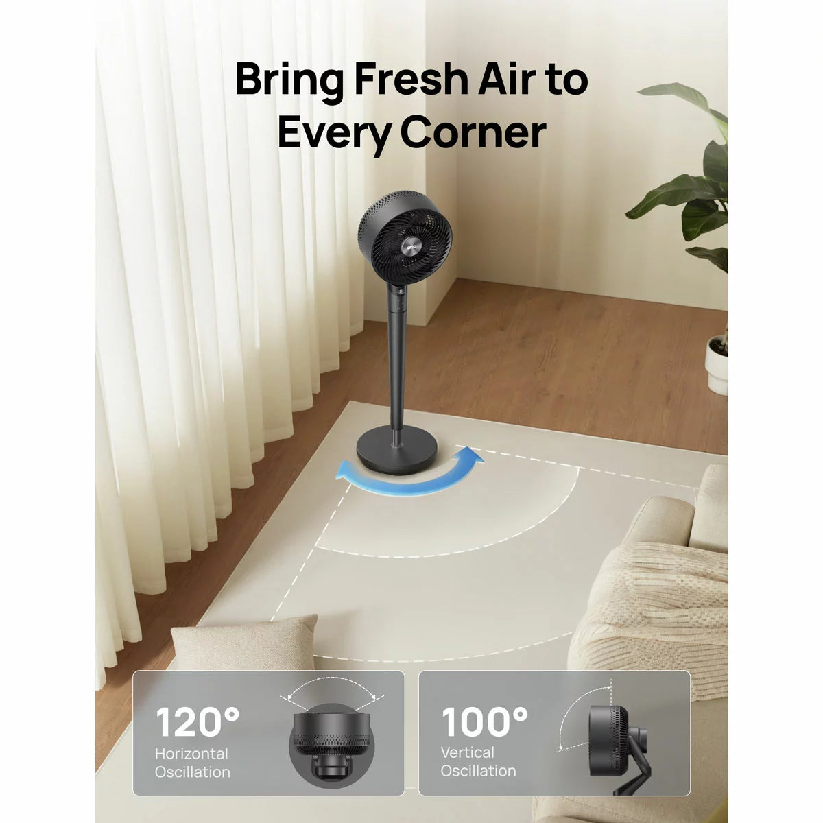 DREO TurboPoly™ 350S Smart Pedestal Fan with 3D Oscillation