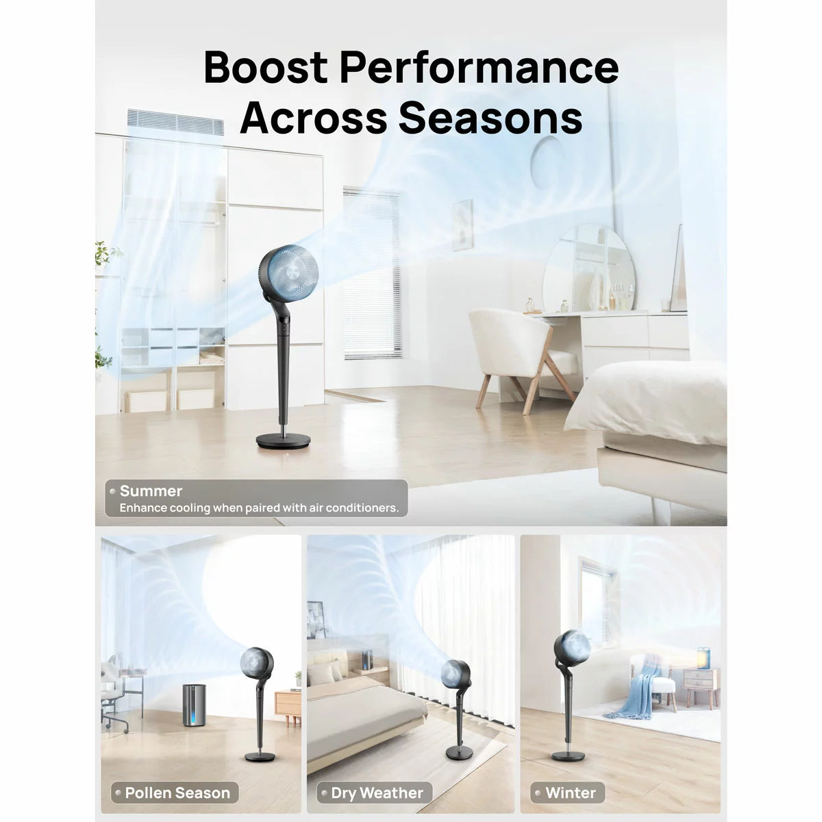 DREO TurboPoly™ 350S Smart Pedestal Fan with 3D Oscillation