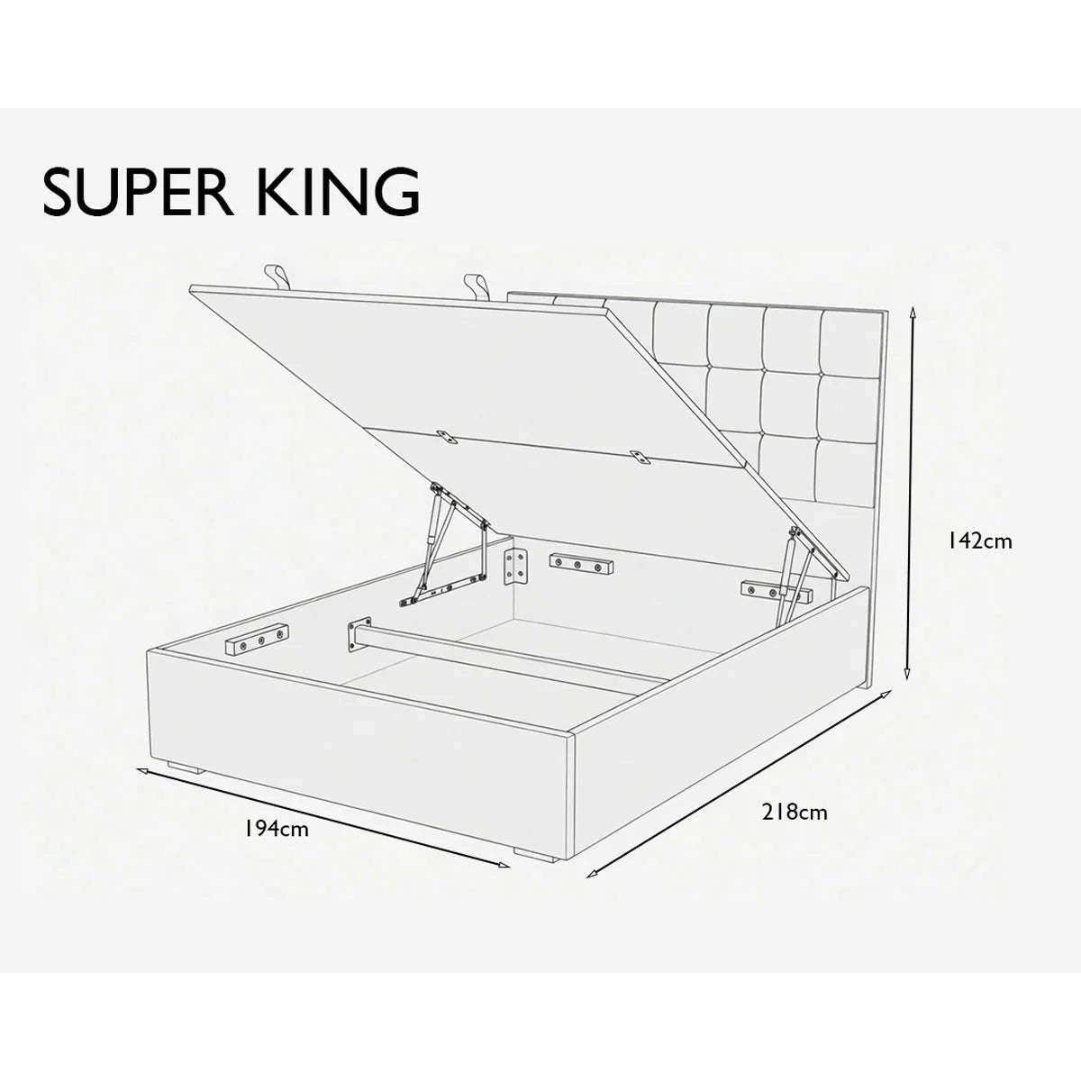 Highgrove Kavalan Grey Fabric Full Ottoman Bed Frame in 3 Sizes, view 22