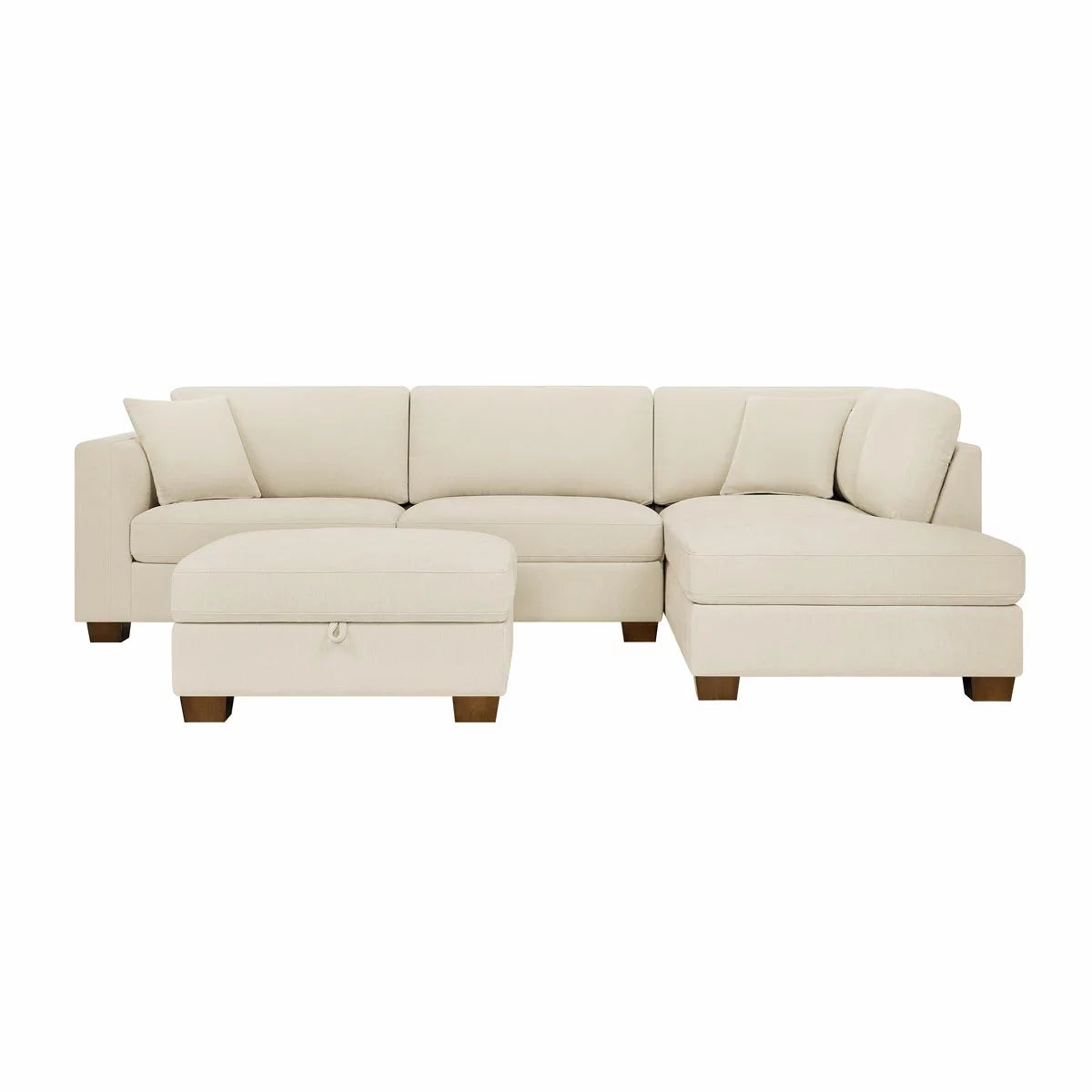 Thomasville Walsen Cream Fabric Corner Sofa with Storage Ottoman in 2 Configurations, view 17