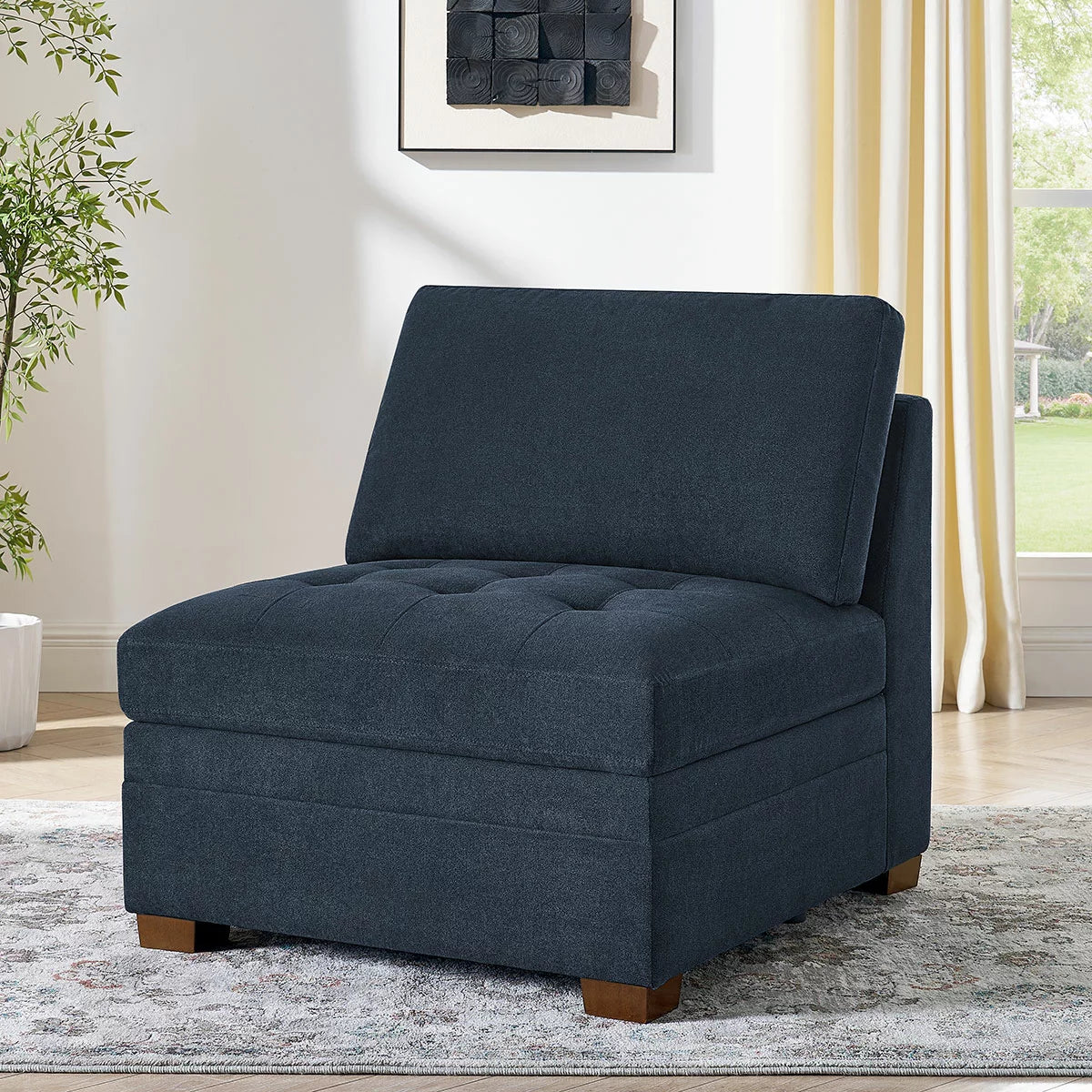 Thomasville Tisdale Blue Fabric Armless Chair
