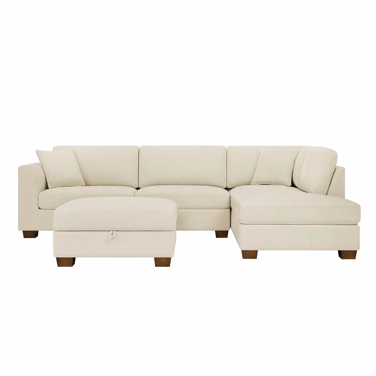 Thomasville Walsen Cream Fabric Corner Sofa with Storage Ottoman in 2 Configurations, view 11
