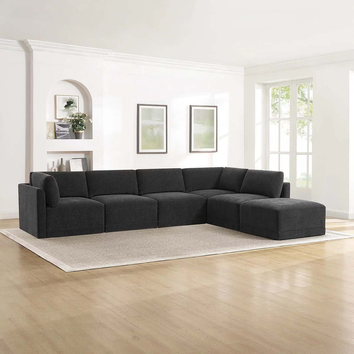 Thomasville Fallon Dark Grey 6 Piece Modular Fabric Sofa