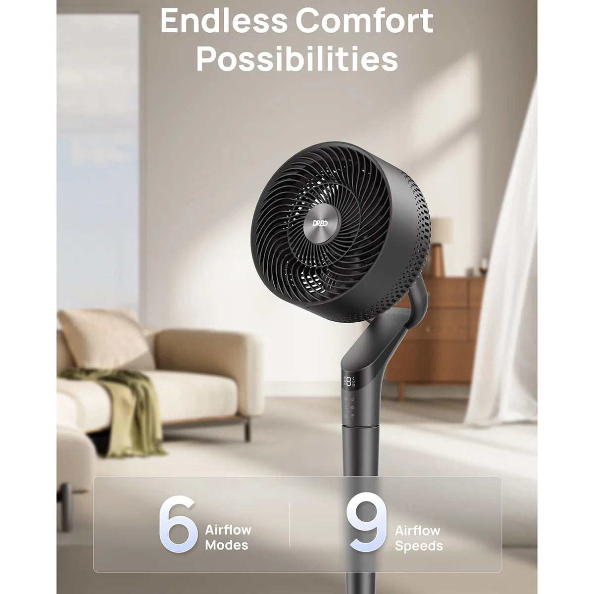 DREO TurboPoly™ 350S Smart Pedestal Fan with 3D Oscillation