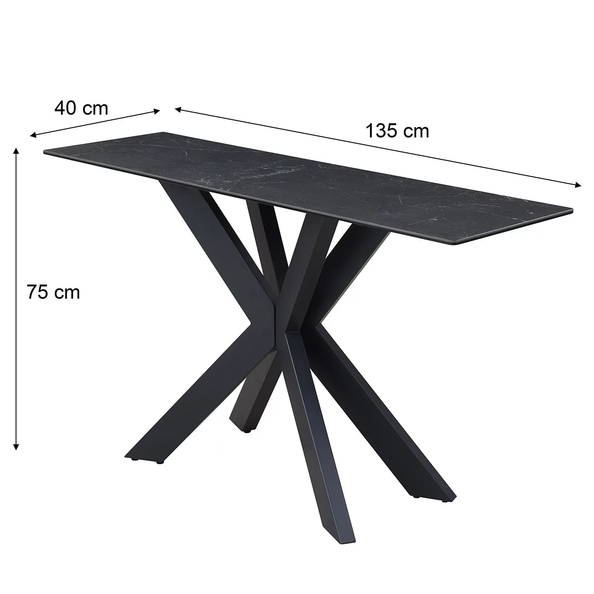 Indus Valley Arden Black Ceramic Console Table